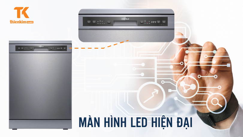 Máy Rửa Chén Hafele HDW-F60G 535.29.590 với màn hình điều khiển hiện đại